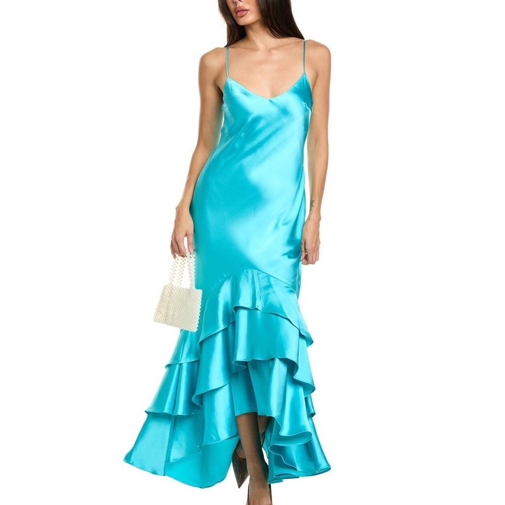Ml Monique Lhuillier Lenora Satin Midi Dress Women's Size 2 Gown